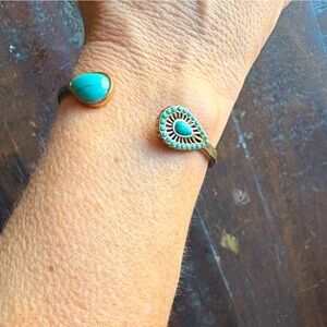 Lucky Brand Turquoise and Gold Women's Adjustable Bracelet